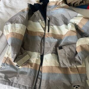 Burton Striped Ski Jacket - Gray, White, Brown